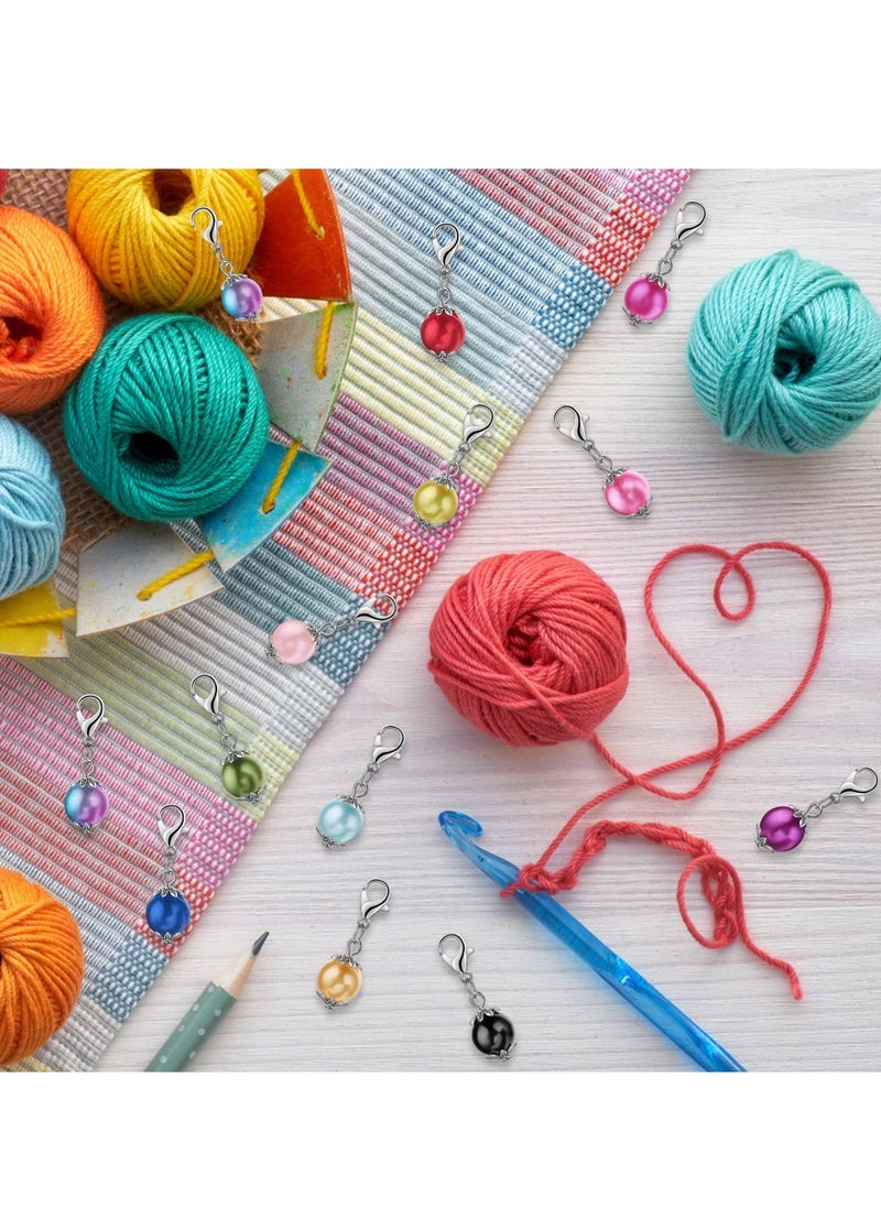 12Pcs Stitch Markers with Lobster Clasp, Beads Stitch Markers Knitting Accessories Knitting Crochet Tools for DIY Handmade Bracelet, Necklace, Zipper Tab  - Image 3