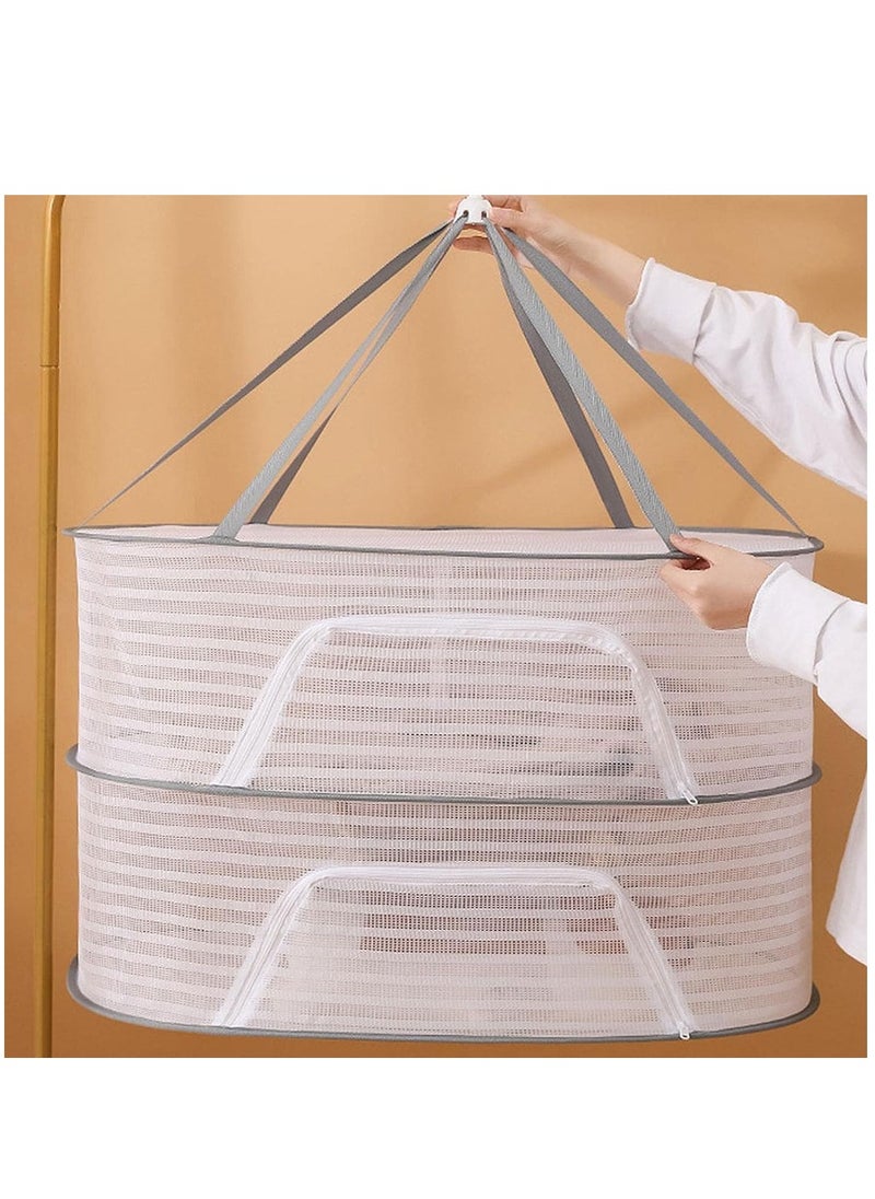 SYOSI - Herb Drying Rack 2-Layer 2-Feet Hanging Mesh Net Dryer Collapsible with S-Shape Zippers Pothook Carabiner and Storage Pouch for Hydroponics Flowers Buds Fruits Seafoods Clothes - Image 1