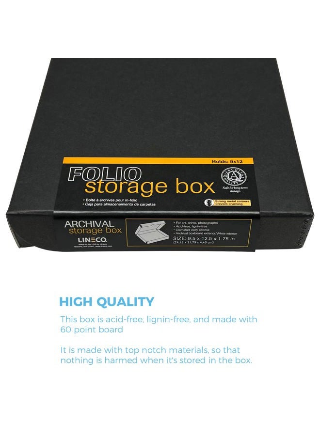 Lineco 9x12 Black Clamshell Archival Folio Storage Box. Removable Lid. Acid-Free with Metal Edge. Protects Picture Longevity, Organize Photos or Documents, Crafts, DIY. (Pack of Two) - Image 5