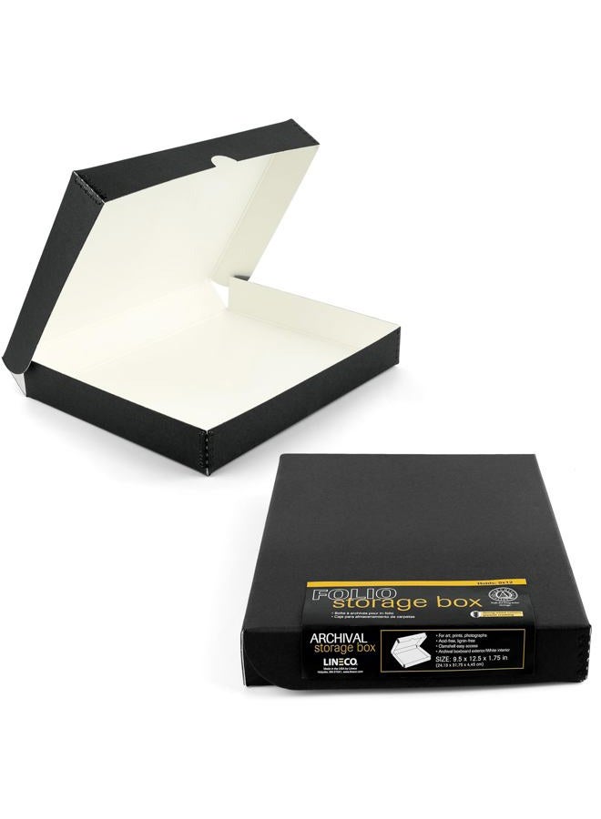 Lineco 9x12 Black Clamshell Archival Folio Storage Box. Removable Lid. Acid-Free with Metal Edge. Protects Picture Longevity, Organize Photos or Documents, Crafts, DIY. (Pack of Two) - Image 1
