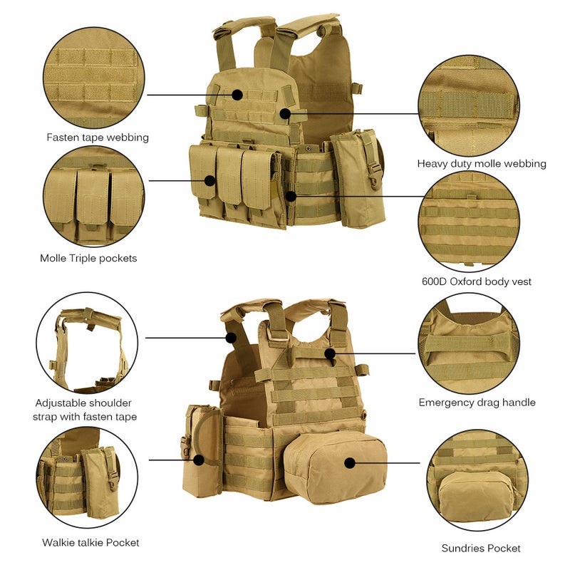 Outdoor Men's Modular Vest Hunting Gear Load Carrier Vest with Hydration Pocket - Image 3