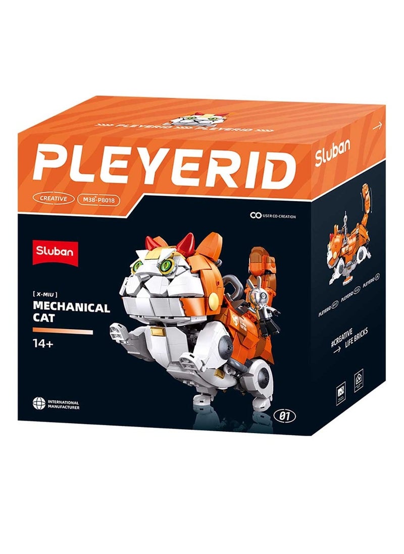 Sluban Sluban - Pleyerid X-Miu Orange Mechanical Cat 900 Pieces - M38-P8018  - Image 1