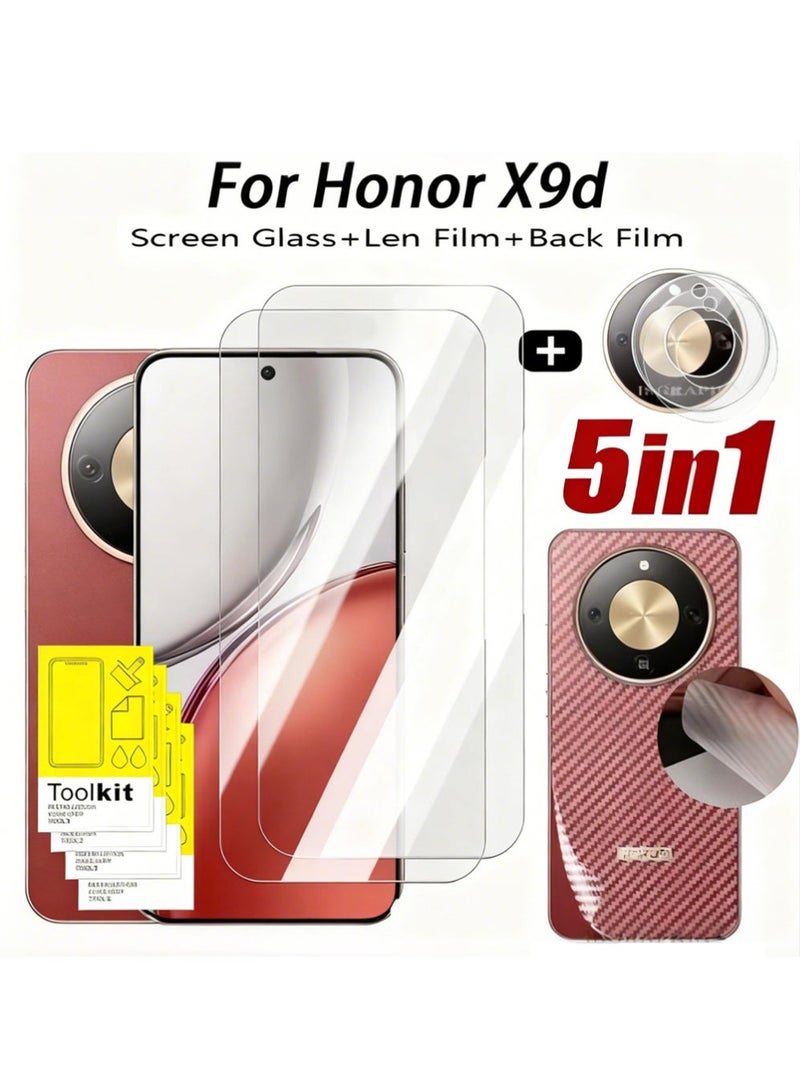 X-level For Honor X9d Screen Protector & Lens Protectors ,5-In-1Protector Including Tempered Glass Screen Protector, Lens Film, Back Protector Case Friendly, Anti-Fingerprint,Anti-Scratch,Easy Installation (2+2+1PACK) - Image 1