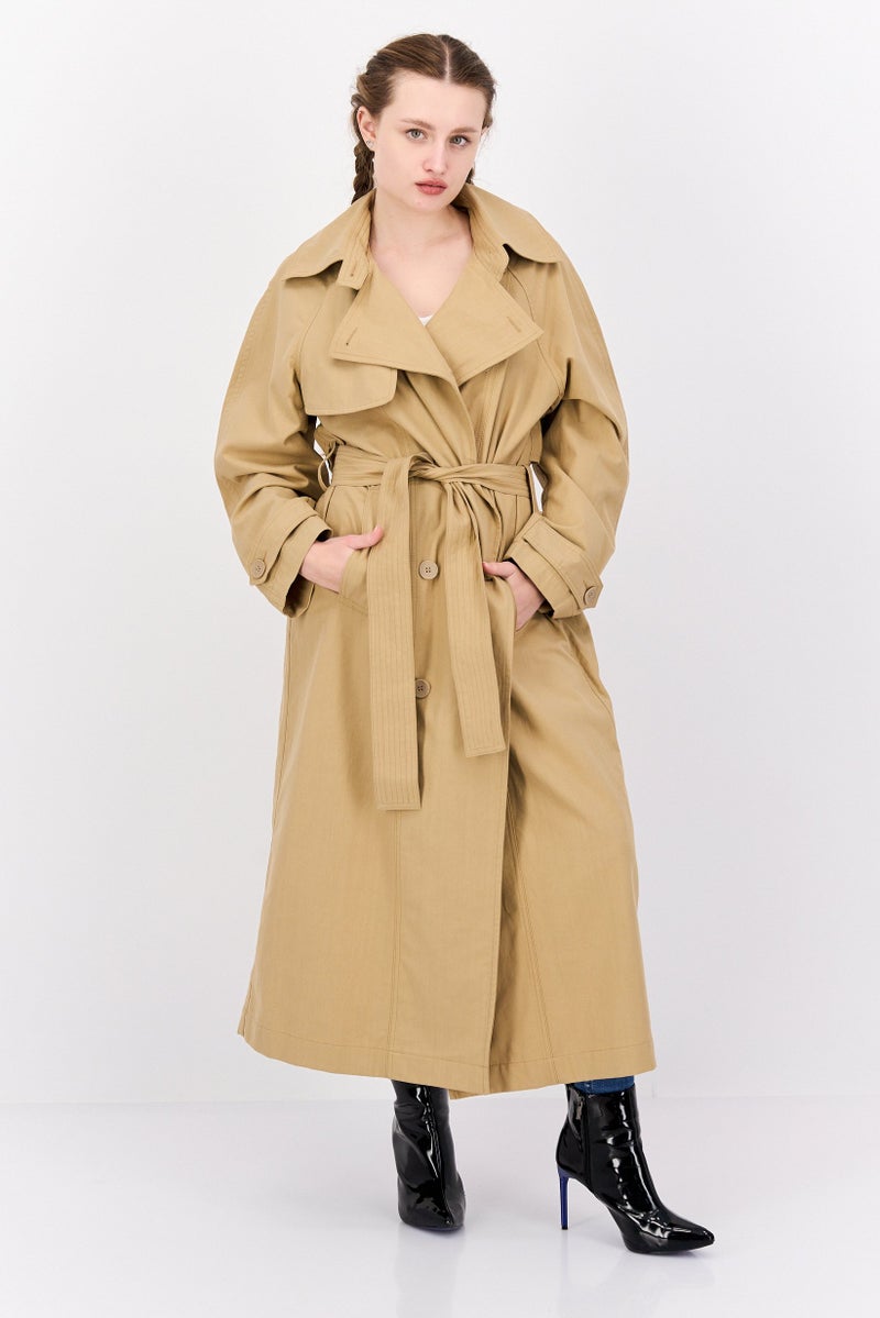 NAH/ Studio Women Plain Trench Coat, Tan - Image 1