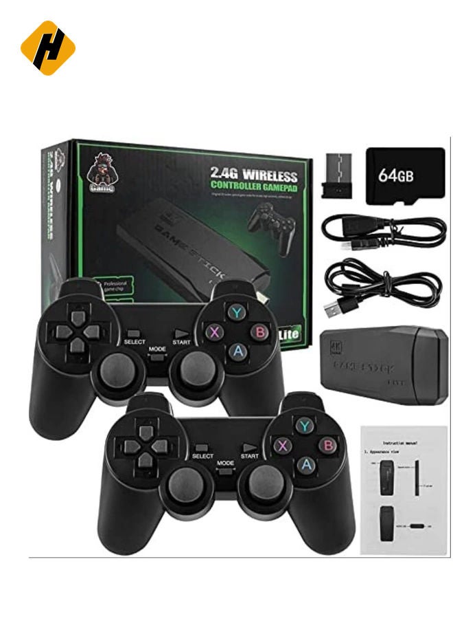 HuHa Wireless Retro Game Console, Plug and Play Video Game Stick Built in 10000+ Games,9 Classic Emulators, 4K High Definition HDMI Output for TV with Dual 2.4G Wireless Controllers - Image 1