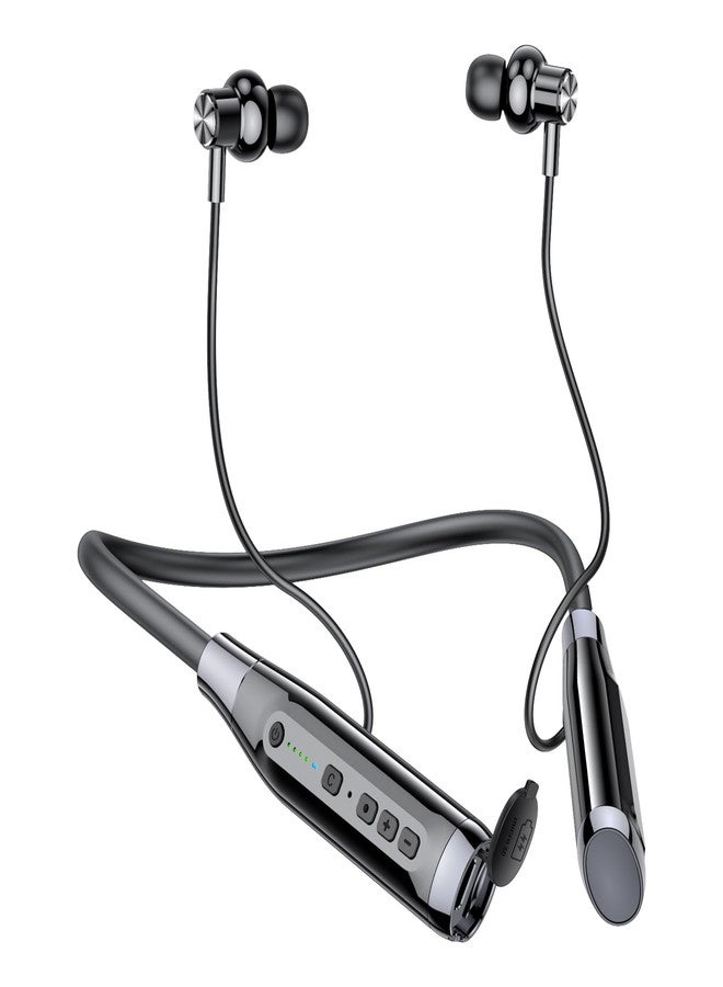 Kinobo Neckband Bluetooth Headphones, 5.3 Bluetooth 100 Hours Playtime，IPX7 Sports Waterproof Earbuds with Dual Microphone Noise Cancelling with 4 HiFi Speakers Multiple Switchable Sound Modes (Black) - Image 1