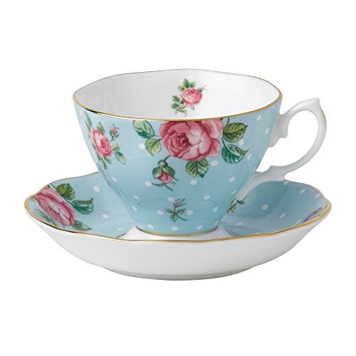 Royal Albert Polka Blue Teacup & Saucer Set - Image 1
