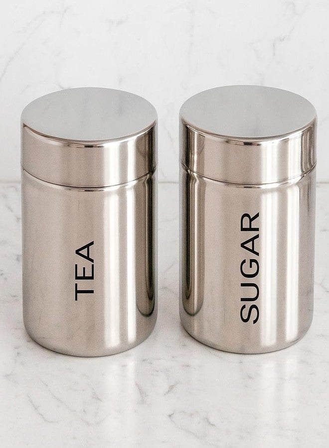 VISAXMI Stainless Steel Tea Sugar Containers Set Of 2 | Steel Jar set | Tea Sugar Canister 800Ml Daily use Container Set Of 2, Silver - Image 3