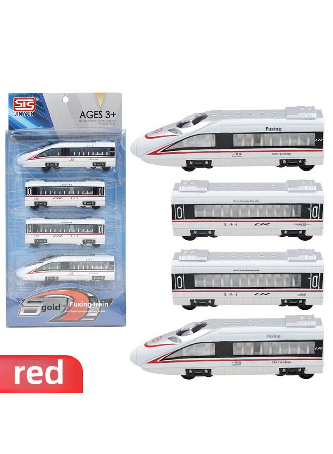 Children Alloy Toy Harmony Series Electric Train Model Magnetic Connection Simulation Backpack Set Kids Aged 4-6-Color:0823-2 Renaissance-Red  - Image 1