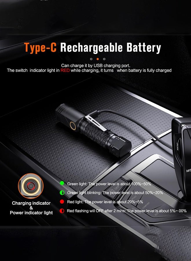 Arabest Tactical Flashlights High Lumens Type-C Rechargeable Magnetic Flashlight 90 Degree Working Light, IP65 Waterproof 1800 Lumens LED 8 Modes Flashlights for Outdoor Camping Emergency - Image 4