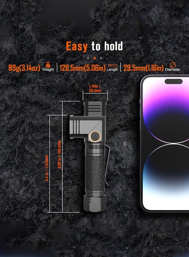 Arabest Tactical Flashlights High Lumens Type-C Rechargeable Magnetic Flashlight 90 Degree Working Light, IP65 Waterproof 1800 Lumens LED 8 Modes Flashlights for Outdoor Camping Emergency - Image 3