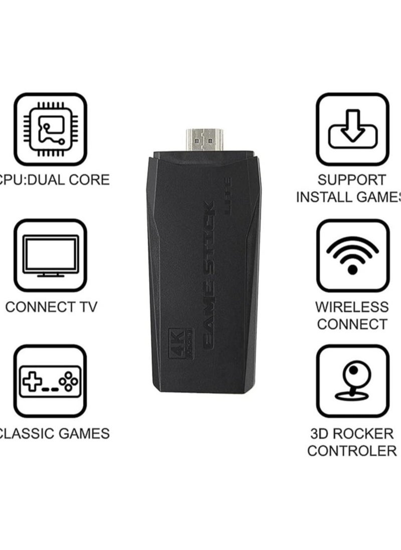 Generic - 4K Game Console with Dual 2.4G Wireless Controllers – Plug-and-Play Video Game Stick, Built-in 3,500 Games, 9 Classic Emulators, HDMI Output for TV - Image 1
