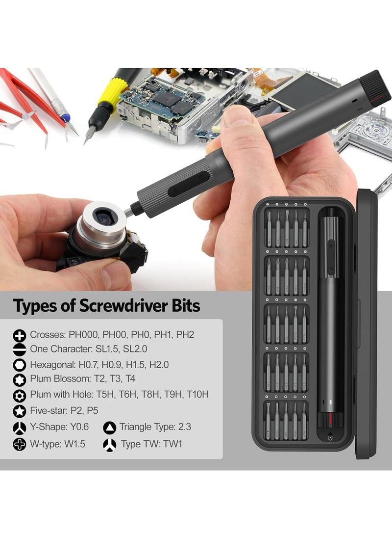 ATuMan - Precision Electric Screwdriver E2, All-in-One Magnetic Bits, Max 3 N.m, Magnetic Storage, Repair Tool Set for Phone Camera Laptop Watch, Screw in & Out, Two Speed Options, Rechargeable - Image 1