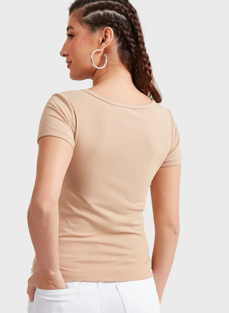 Lee Cooper V-Neck Knitted T-Shirt