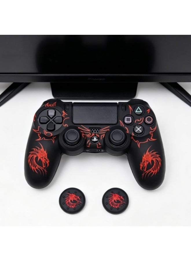 Silicone Controller Skin Cover for PS4, Anti-Slip Grip Protector Case with Red Dragon Design, Compatible with PS4 Slim/PS4 Pro, Includes 2 Thumb Grip Caps - Image 5
