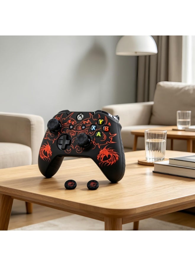 Silicone Controller Skin Cover for PS4, Anti-Slip Grip Protector Case with Red Dragon Design, Compatible with PS4 Slim/PS4 Pro, Includes 2 Thumb Grip Caps - Image 4