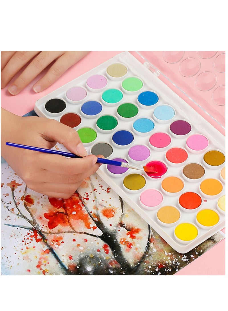SYOSI Watercolor Paint Set with Paint Brushes 36 Colors 6 Pack Washable Water Color Paints in Palette Water Color Paint Sets for Kids Adults Beginners Artists Student Party Favors Goodie Bag Stuffers - Image 2