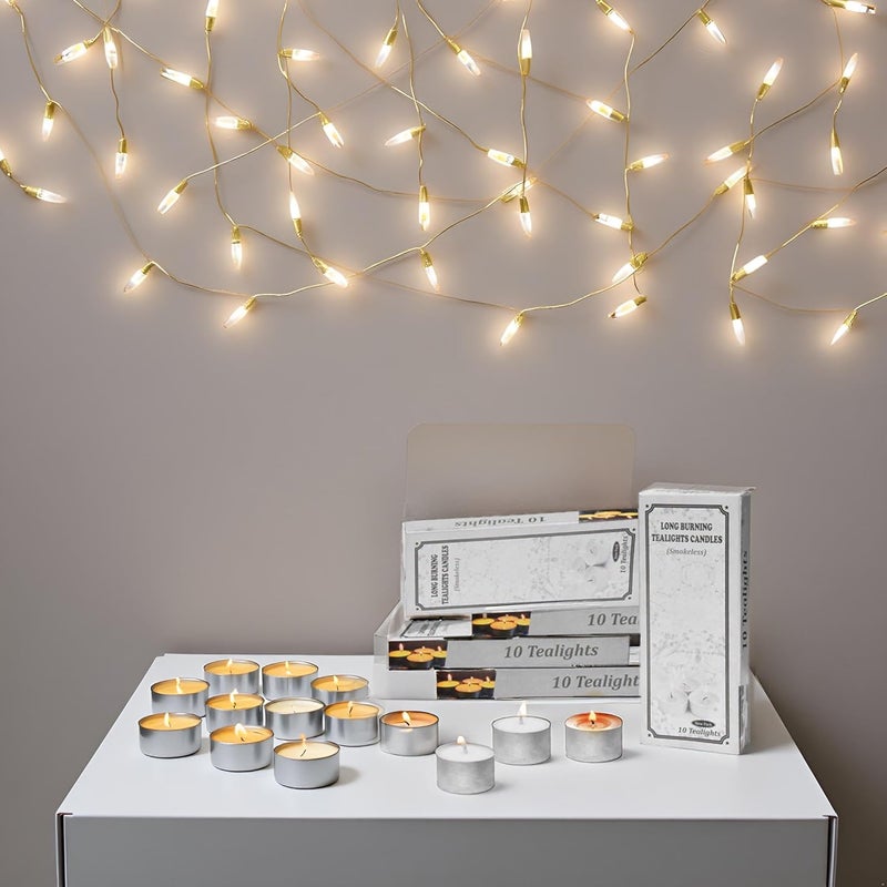 True Decor شموع شاي مضاءة لمدة 7 ساعات من الشمع 20 جرام، شموع شاي كبيرة 50 قطعة بدون رائحة لعيد ديوالي - Image 3