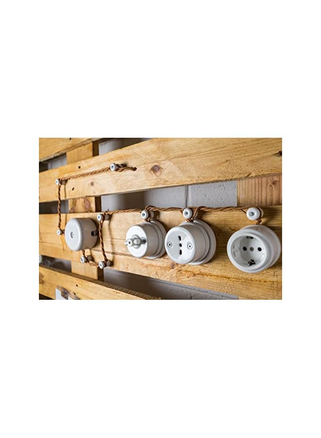 erorex - Cable clips with screws and dowels. 10 vintage coloured porcelain insulators for cable installations wall braid white - Image 5