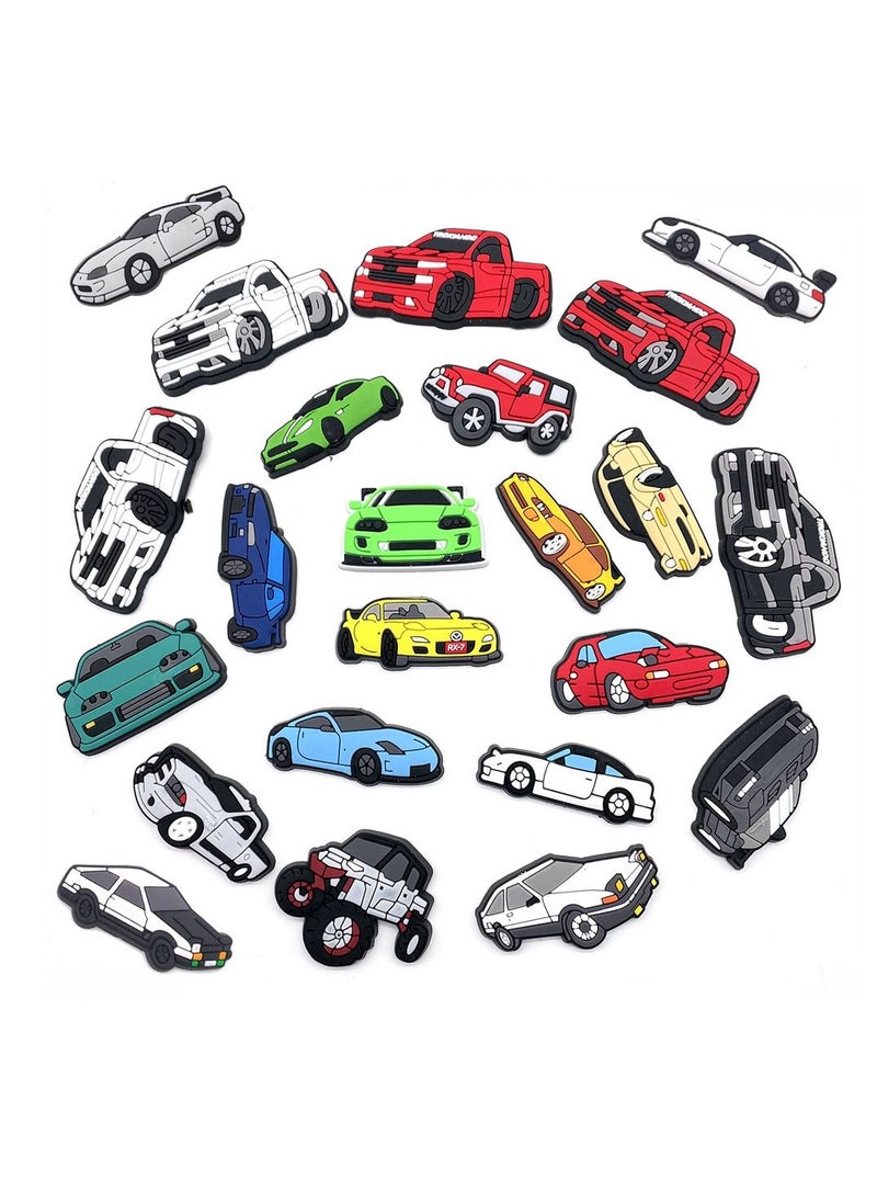 Excefore - 23 PCS Car Charms Fits for Croc Clog Sandals Shoes Decoration, Race Car Accessories Charms for Adult Men Boys Party Favor Gifts, Metal, No Gemstone - Image 1