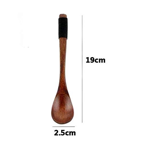 erioctry 2 Set of Retro Handcrafted Wooden Long Coffee Tea Spoon Coffee Stirrers with Cable Tie - Image 2