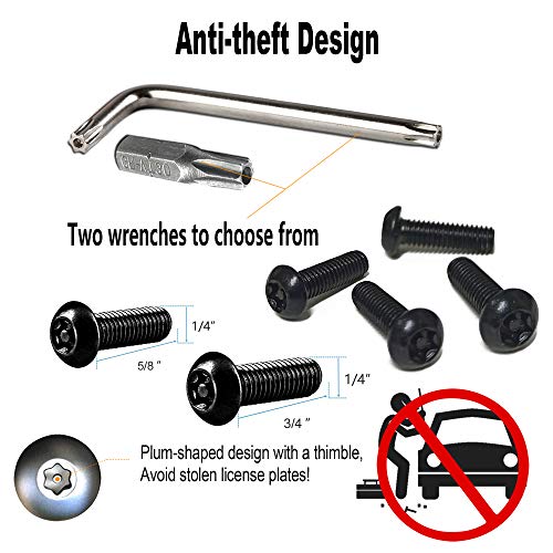 ZXFOOG Black License Plate Screws- Anti Theft Bolts for Fastening Car Tag Frame Holder, 1/4" Stainless Steel Security Plate Mounting Hardware Kit- Screws Caps, Nuts, Rattle Proof Pad - Image 3