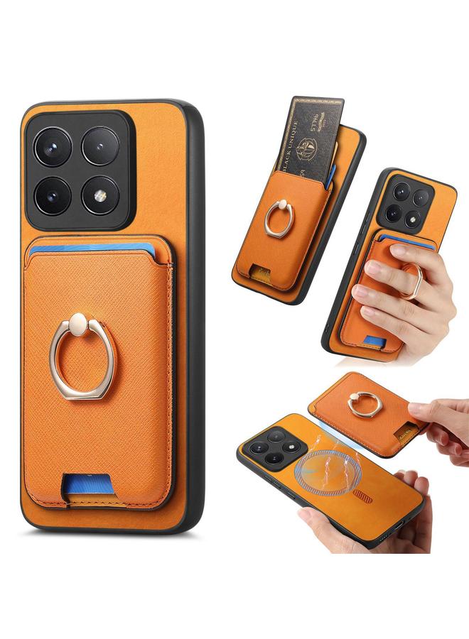 اس-توب جراب لهاتف Redmi K70E / Poco X6 Pro 5G جراب جلدي بتصميم متقاطع عتيق مع حلقة رأسية وحقيبة بطاقات MagSafe - Image 1