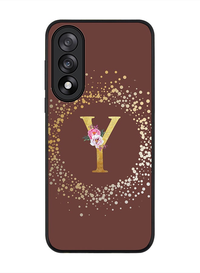 Stylizedd For OnePlus Nord 5 / Ace 5 Ultra Case,Slim fit Camera Protection, Shockproof Thin Phone cover  - Custom Monogram Floral - Y  (Brown )