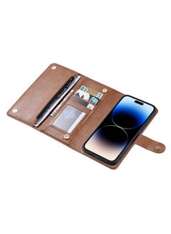 HuHa Case Cover For iPhone 14 Pro ViLi GV Series MagSafe Magnetic Zipper Leather Phone Case Brown 