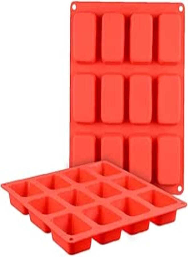 NC Brownie Baking Tin Nonstick Silicone Baking Tray Square 12 Cavity For Brownie Cheesecake Mini Cake Red 2pcs Baking Tray