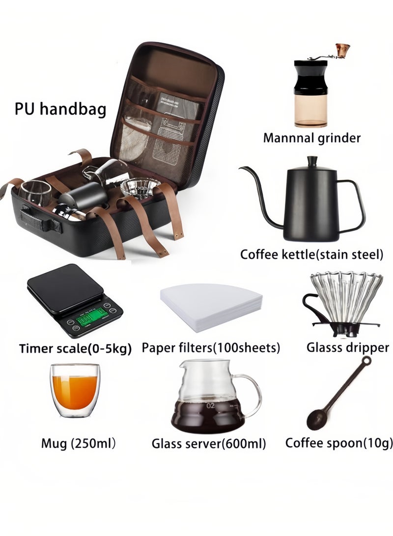 nihao V60 Set 15 Piece Coffee Drip Set , V60 Pour Over Coffee Maker Set With Carry Case Black 600ml - Image 4