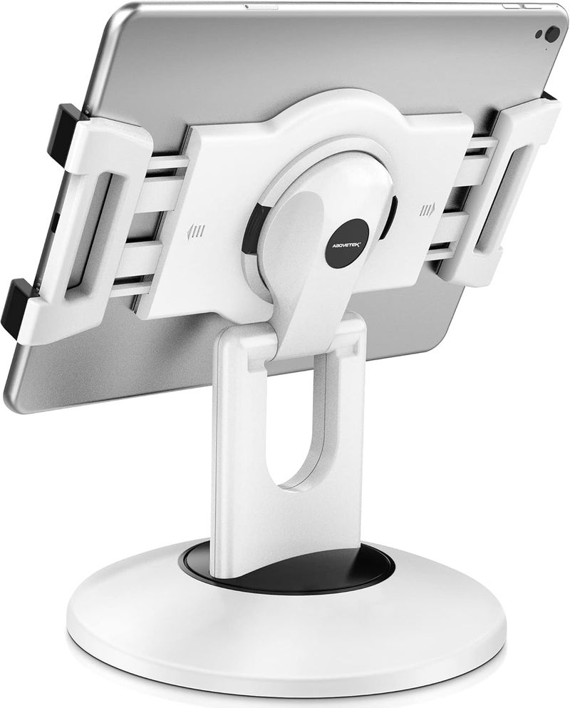 AboveTEK Retail Kiosk iPad Stand, 360° Rotating Commercial POS Tablet Stand, Fits 6"-13" (Screens) iPad mini Pro-Business Swivel Tablet Holder, for Store Office Reception Kitchen Desktop (White) - Image 1