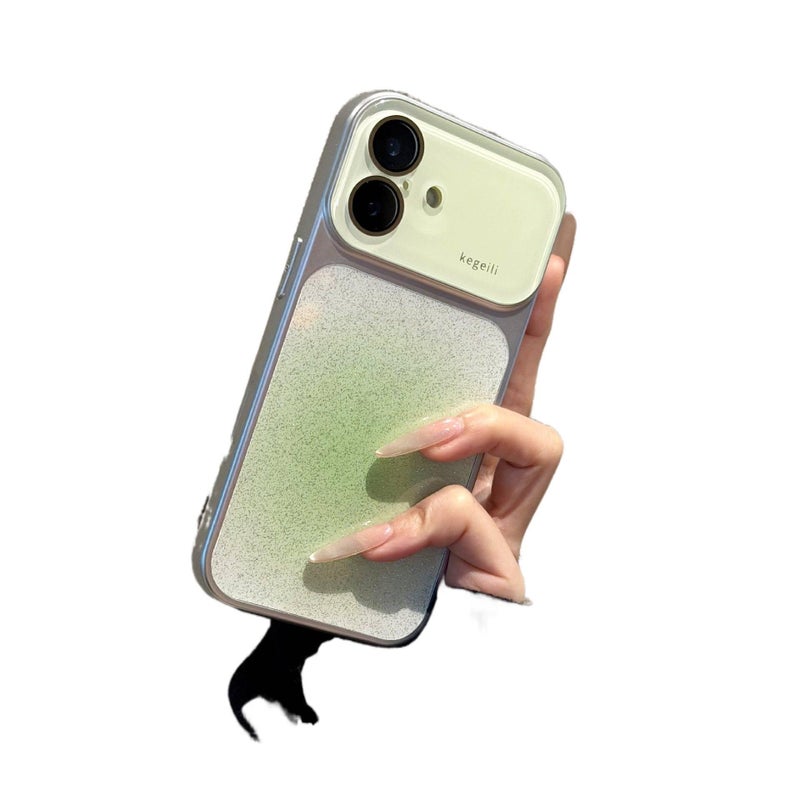 غطاء واقي بPC لـ iPhone 17 / 17 Air / 17 Pro / 17 Pro Max مع حماية من السقوط وتدرج وردي خفيف مع مقاوم للصدمات مع بريق لامع مع تأثير أومبري باللون أخضر باللون الوردي باللون الأخضر - Image 1