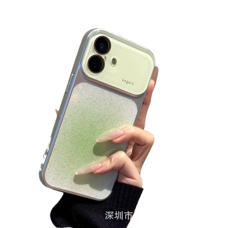 غطاء واقي بPC لـ iPhone 17 / 17 Air / 17 Pro / 17 Pro Max مع حماية من السقوط وتدرج وردي خفيف مع مقاوم للصدمات مع بريق لامع مع تأثير أومبري باللون أخضر باللون الوردي باللون الأخضر - Image 3