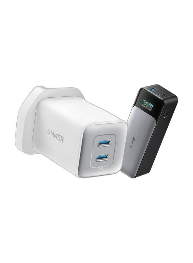 Anker USB C Plug, 47W 2-Port Fast USB C Charger,  ano 3 GaN Compact Charger for iPhone 16/16 Pro/16 Pro Max/16 Plus, Galaxy S23, Pixel 4/3, iPad Mini, and More (Cable Not Included) - & 737 Power Bank (PowerCore 24K), 24,000mAh 3-Port Portable Charger with 140W Output, Smart Digital Display, Compatible with MacBook Pro/ Air, iPhone 17/16 Series, Samsung, Huaiwei, DellBundle - Image 1