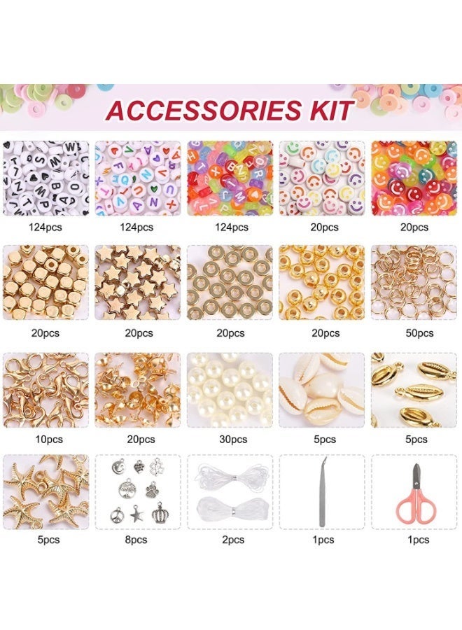 15000 Pcs Clay Beads Bracelet Making Kit, 6 Boxes Polymer Beads Spacer Heishi Beads & Jewelry Kit with Pendant Charms Elastic Strings, Crafts Gift for Kids Adults - Image 3