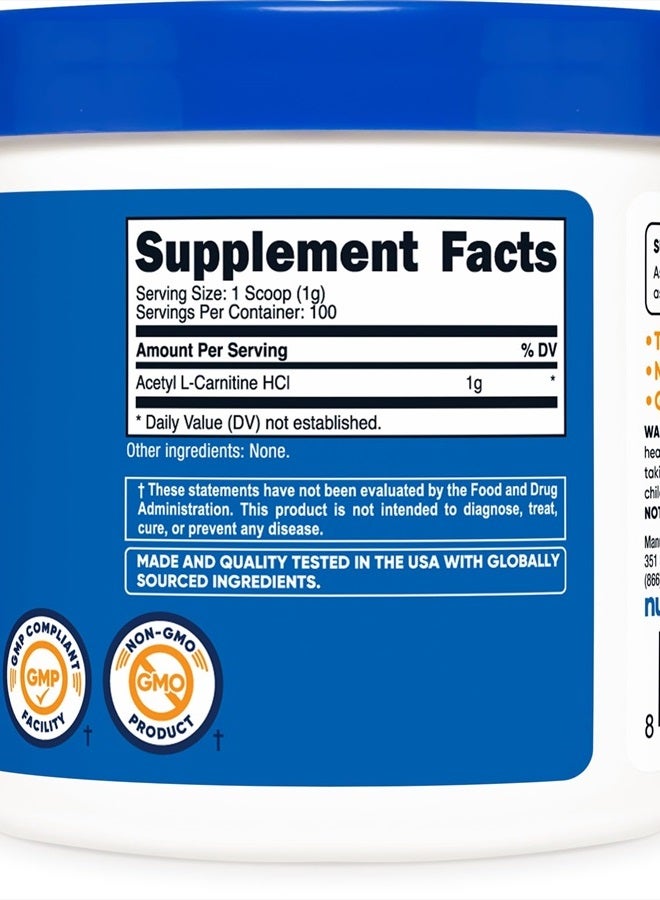 Nutricost أسيتيل L-كارنيتين HCI (ALCAR) 100 جرام لكل حاوية - 1 جرام لكل حصة - غير معدّل وراثيًا، خالي من الغلوتين، بدون نكهة - Image 5