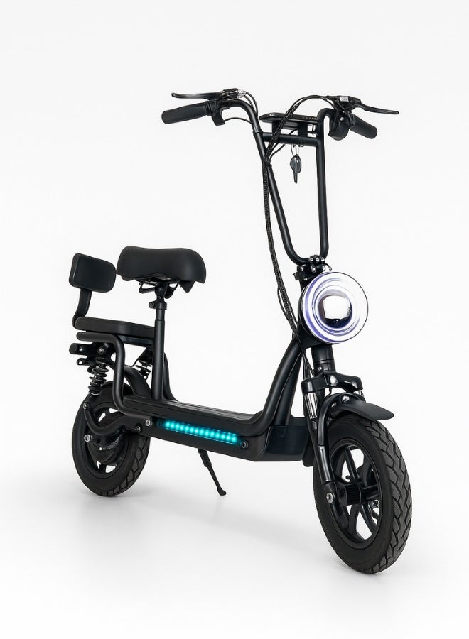NIYAZI Electric Scooter | Electric Scooter with Extra Seat and Storage Basket | Electric Scooter for Adults | Electric Scooter with Two Seats | Foldable Electric Scooter | 48V Voltage | 800W Motor | Front and Rear Lights | Shock Absorption Suspension | Storage Bask | Extra Seat for Passenger | 12-Inch Tires - Image 2
