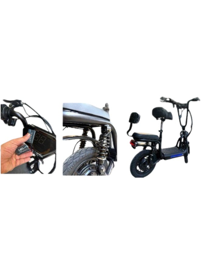 NIYAZI Electric Scooter | Electric Scooter with Extra Seat and Storage Basket | Electric Scooter for Adults | Electric Scooter with Two Seats | Foldable Electric Scooter | 48V Voltage | 800W Motor | Front and Rear Lights | Shock Absorption Suspension | Storage Bask | Extra Seat for Passenger | 12-Inch Tires - Image 5