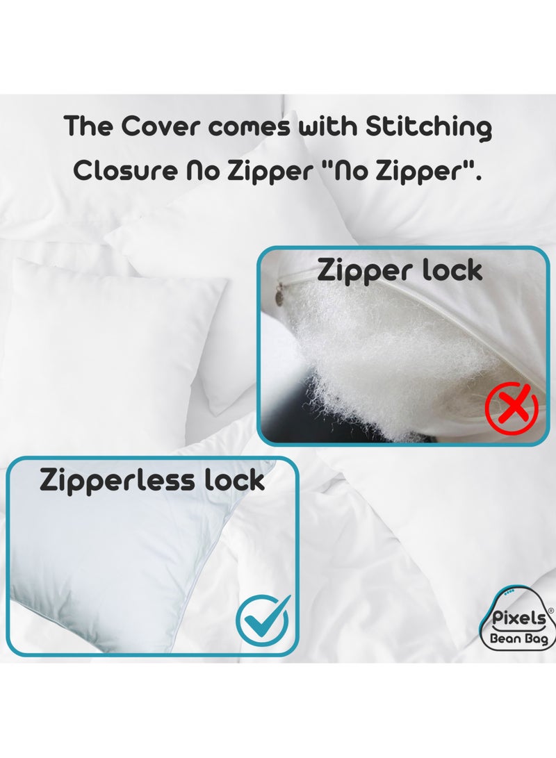 بكسل بين باج عبوة حشو وسادة زينة من بكسل بين باج للاستخدام الداخلي للأريكة والمقاعد، قماش أبيض من البولي بروبلين غير منسوج، إغلاق خياطة بدون سحاب "بدون سستة" مجموعة عدد 4 قطعة - Image 5
