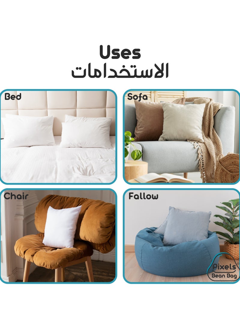 بكسل بين باج عبوة حشو وسادة زينة من بكسل بين باج للاستخدام الداخلي للأريكة والمقاعد، قماش أبيض من البولي بروبلين غير منسوج، إغلاق خياطة بدون سحاب "بدون سستة" مجموعة عدد 4 قطعة - Image 4