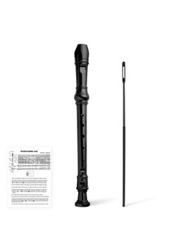 Captaintech Soprano Descant Recorder, German Style 8 Hole Music Instrument with Cleaning Rod and Storage Bag for Kids Beginner (Black)  - Image 1
