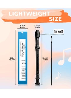Captaintech Soprano Descant Recorder, German Style 8 Hole Music Instrument with Cleaning Rod and Storage Bag for Kids Beginner (Black)  - Image 2