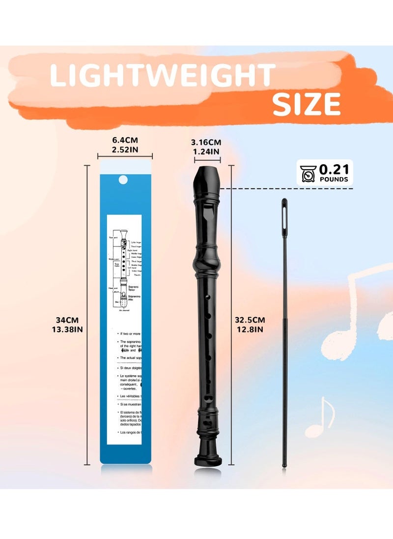 Captaintech Soprano Descant Recorder, German Style 8 Hole Music Instrument with Cleaning Rod and Storage Bag for Kids Beginner (Black)  - Image 2
