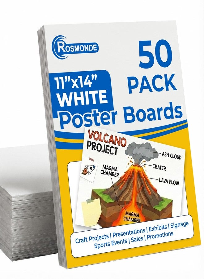 Rosmonde Poster Board, 11"x14" White Poster Boards, 50 Pack Bulk Sheets for Crafts, Poster Paper Boards for Vision Board Creations, Blank Bulk Boards for DIY, Drawing, School Project & Presentations - Image 1