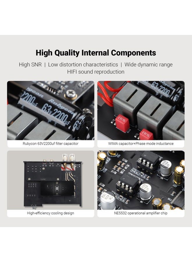 AIYIMA A80 Power Amplifier DAC with PFFB TPA3255D2 Stereo HiFi 2.0 Channel Class D Bluetooth Amplifier 300Wx2 ESS9038Q2M Decoder with PC-USB Coaxial Optical TRS RCA Input - Image 5