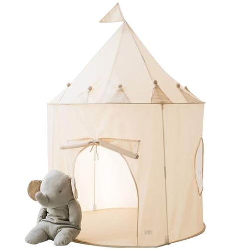 3 Sprouts Kids Play Tent Sustainable Recycled Fabric Fun Spacious Childs Playhouse for Indoor Games for Boys Girls Durable Fort Pop Up House for Toddlers Children Age 310 Beige - Image 1