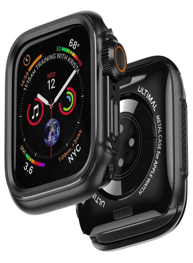 ULTIMAL Metal Case Compatible with Apple Watch Series 9/8/7 45mm with Back Cover,Military Grade Shockproof Protective Case, Rugged Cover for iWatch 45mm (Black) - Image 1