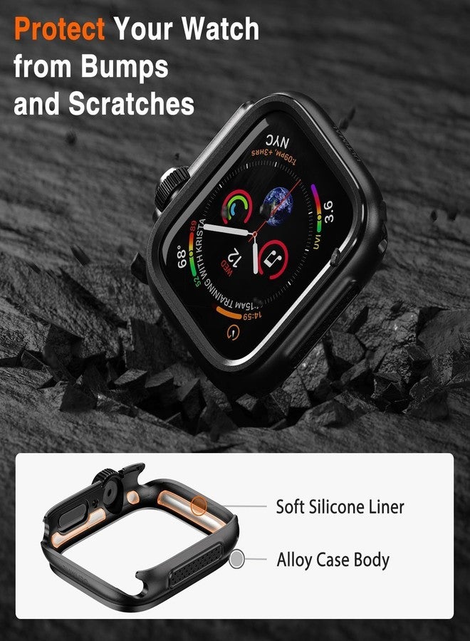 ULTIMAL Metal Case Compatible with Apple Watch Series 9/8/7 45mm with Back Cover,Military Grade Shockproof Protective Case, Rugged Cover for iWatch 45mm (Black) - Image 3