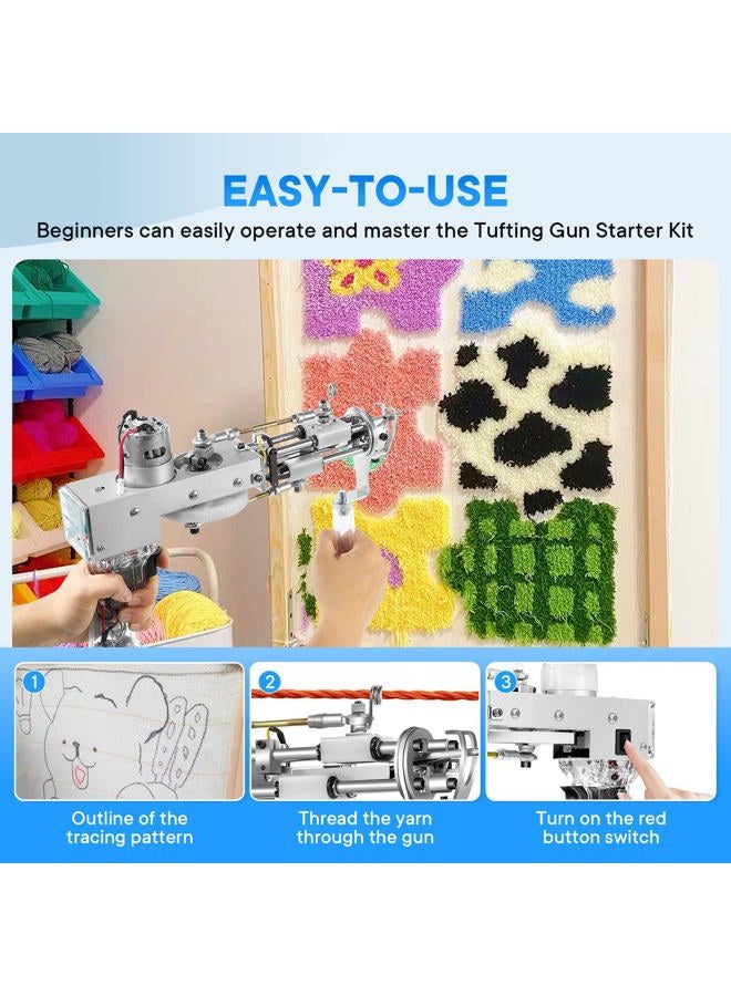 Vehipa Rug Tufting Gun with Carpet Trimmer - Tufting Gun Starter Kit - 2 in 1 Cut Pile Carpet Gun & Loop Pile - Rug Making Kit & Trimmer& Cloth& Yarn for DIY Home Decor & Craft Devotees - Image 5